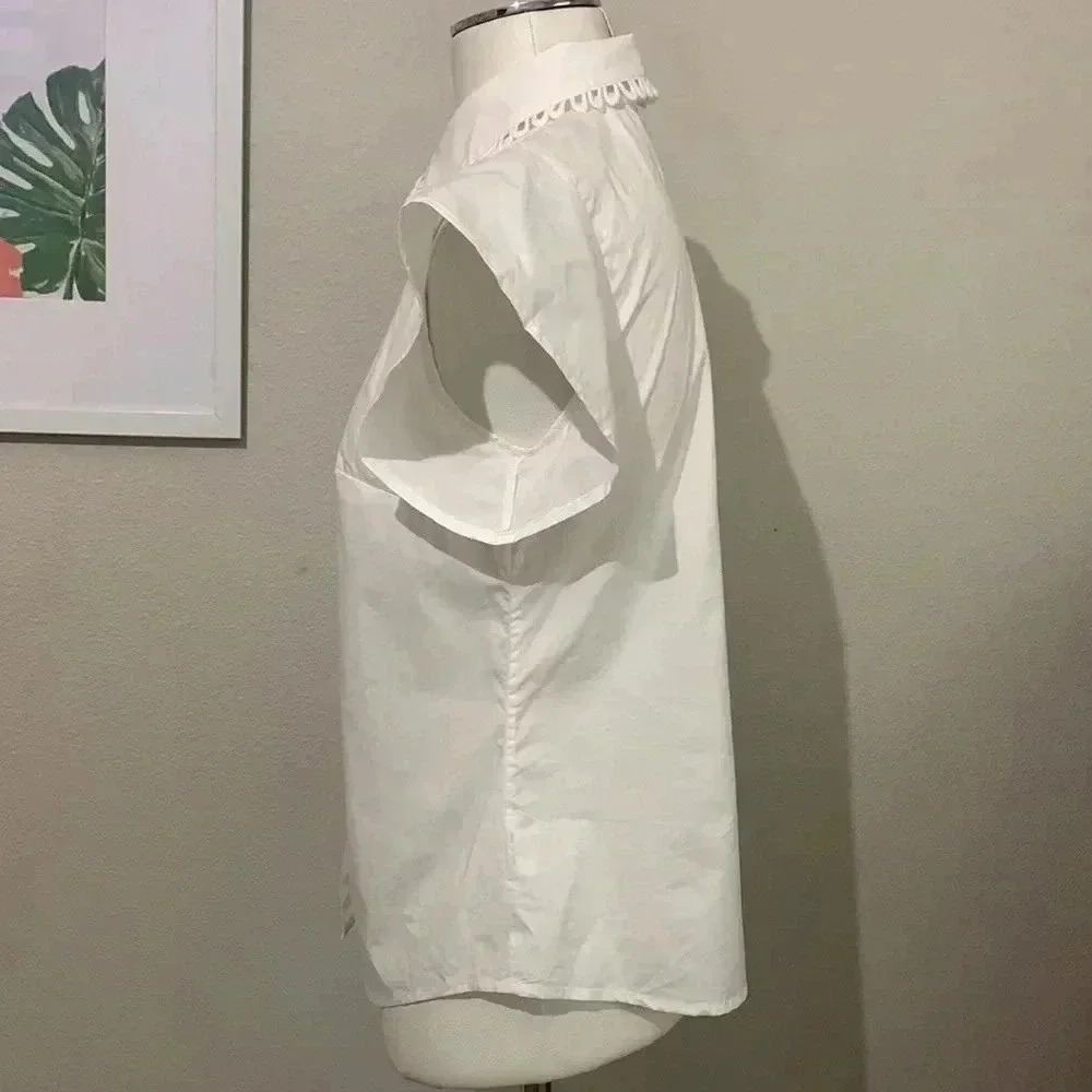 Draper James White Flutter Sleeve Button Down Col… - image 4